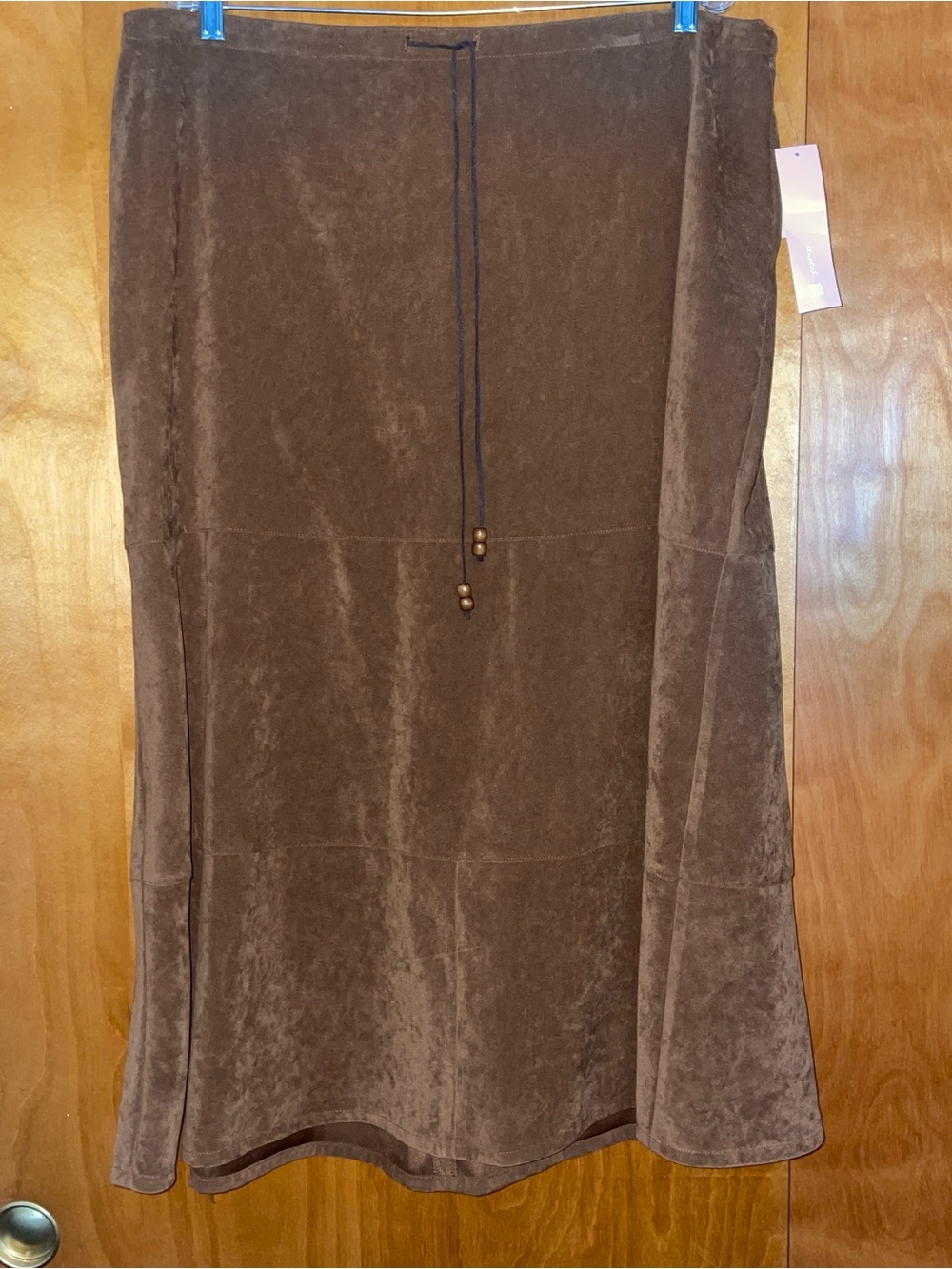 dressbarn Brown Velvet Maxi Skirt with Drawstring